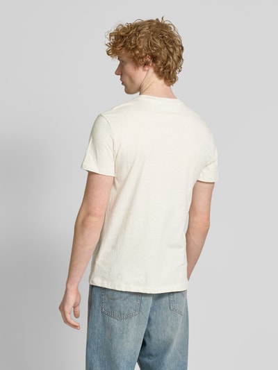 Tommy Jeans Regular fit T-shirt van puur katoen met labelprint Offwhite gemêleerd - 5