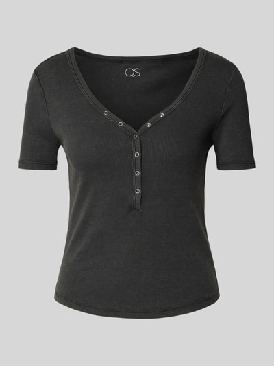 QS T-Shirt mit V-Ausschnitt Modell 'Serafino' Black 2