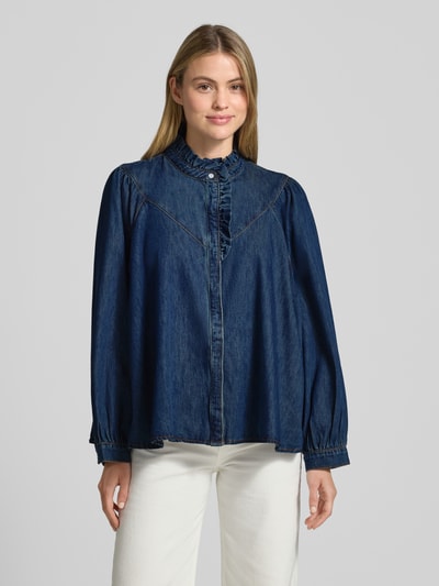 SUNCOO PARIS Regular Fit Jeansbluse mit Rüschen Modell 'LIVELY' Dunkelblau 4