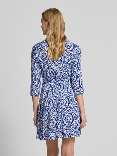 Apricot Hemdblusenkleid aus Viskose mit Bindegürtel Blau 5