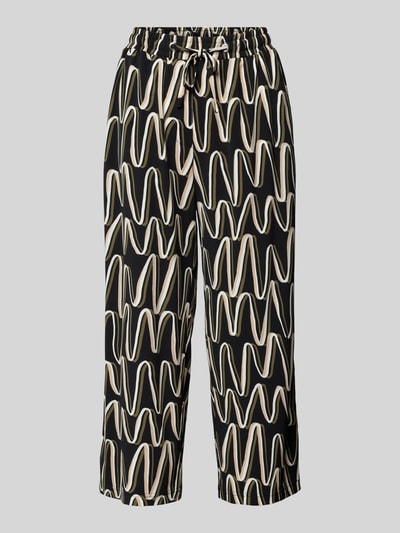 Betty Barclay Spodnie materiałowe o rozkloszowanym kroju ze wzorem na całej powierzchni Czarny 2