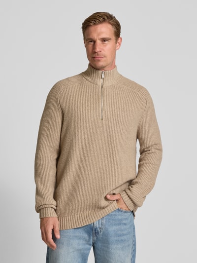 JAKE*S STUDIO MEN Gebreide pullover met opstaande kraag Beige - 4