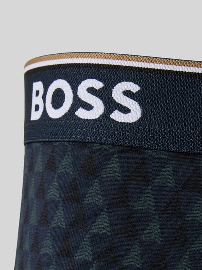 Produktfoto, obcisłe bokserki z mieszanki bawełny w niebiesko-zielone trójkąty z białym logo BOSS, Trunk aus Baumwoll-Mix im 3er-Pack Modell 'Power' od BOSS, Herren Pant & Trunk