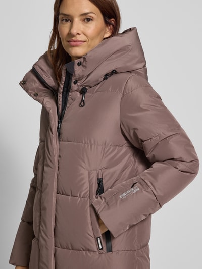 khujo Gewatteerde lange jas met opstaande kraag, model 'Soulani' Taupe - 3