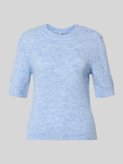 Productfoto, Regular Fit Strickpullover met woll-anteil Model 'STARLA' van ONLY, look: effen gemêleerde look, ronde hals, korte mouw, geribde rompzoom, materiaalmix met wol.