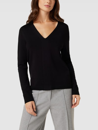 s.Oliver BLACK LABEL Gebreide pullover met V-hals Zwart - 4