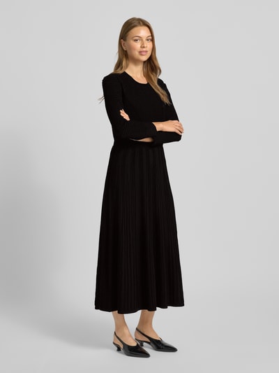 Emporio Armani Midikleid aus Viskose-Mix mit Strukturmuster Black 1