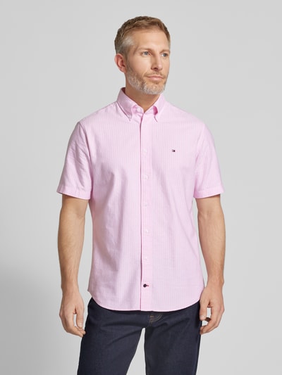 Tommy Hilfiger Regular Fit Business-Hemd mit Streifenmuster Rosa 4