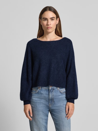 Marella Sweter z dzianiny z prążkowanymi wykończeniami model ‘FARADAY’ Granatowy 4