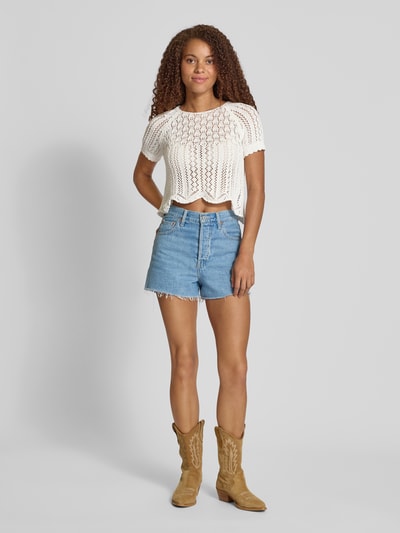 Only Regular fit gehaakt T-shirt van katoenmix, model 'NOLA' Offwhite - 1