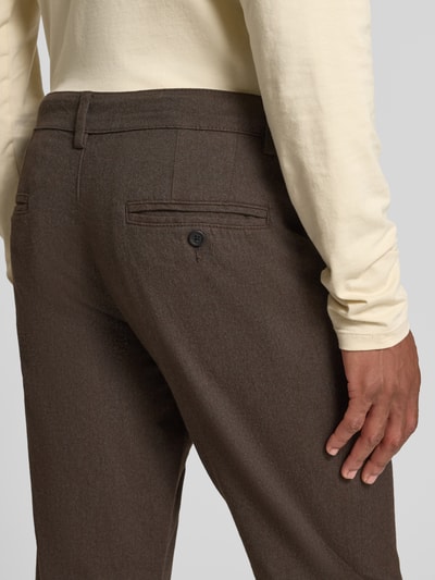 SELECTED HOMME Chinosy o kroju slim fit z mieszanki bawełny model ‘175 BRUSHED’ Ciemnobrązowy 3