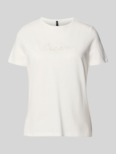 Produktfoto, Damen T-Shirt Regular Fit T-Shirt aus reiner Baumwolle Modell 'MIRANDA' von Vero Moda, Optik: Unifarben, Lochstickerei, Rundhals, Kurzarm, Materialverarbeitung: Jersey, Material: reine Baumwolle.