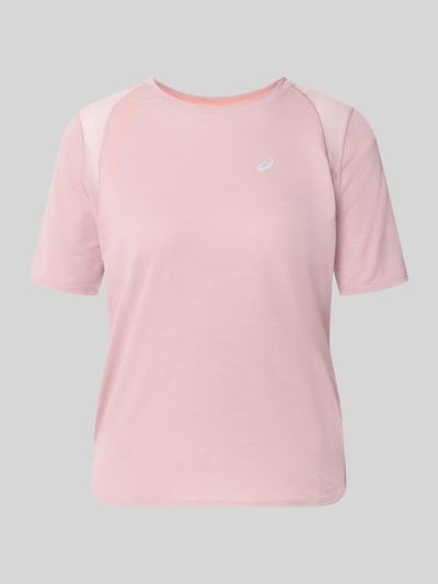 Produktfoto, Regular Fit T-Shirt mit Stretch-Anteil Modell 'Road' von ASICS TIGER in zartem Rosa, reflektierender Logo-Print, Rundhalsausschnitt, elastischer Material-Mix