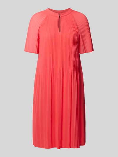 comma Knielanges Kleid aus Viskose mit Schlüsselloch-Ausschnitt Rot 2
