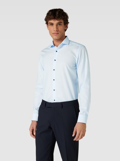 Eterna Slim fit zakelijk overhemd van popeline Bleu - 4