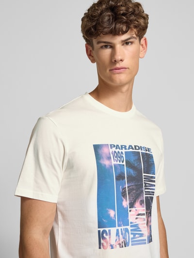 Only & Sons Regular Fit T-Shirt mit Motiv-Print Weiss 3