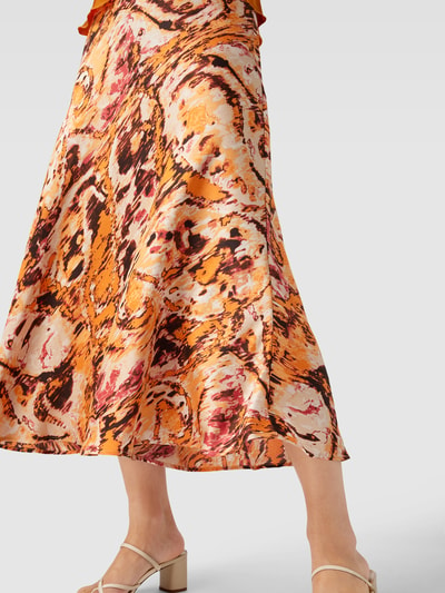 Jake*s Collection Midirok met all-over motief Donkeroranje - 3