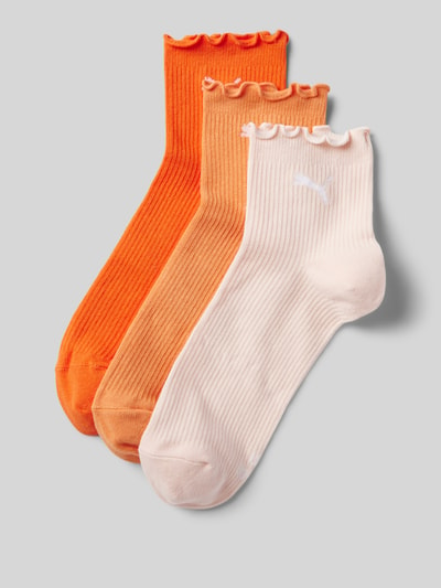 Puma Socken mit Feinripp im 3er-Pack Orange 1