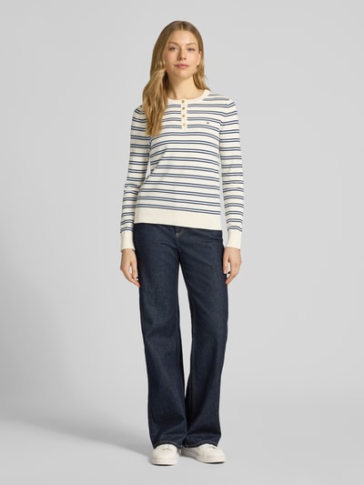 Tommy Hilfiger regular fit shirt met lange mouwen van katoenmix Ecru - 1