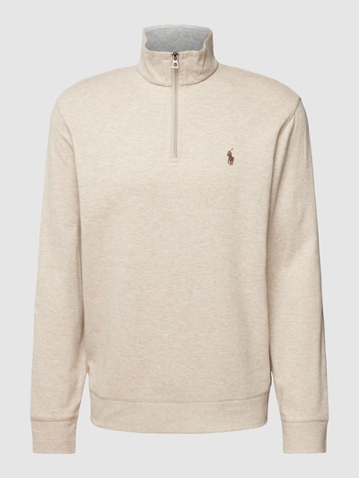 Polo Ralph Lauren Sweatshirt mit Rippenoptik und kurzem Reißverschluss Beige Melange 2