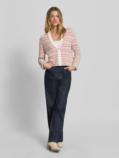 Tom Tailor Relaxed Fit Strickjacke aus reiner Baumwolle Koralle 1