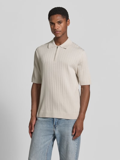 DRYKORN Regular Fit Poloshirt mit kurzem Reißverschluss Ecru 4