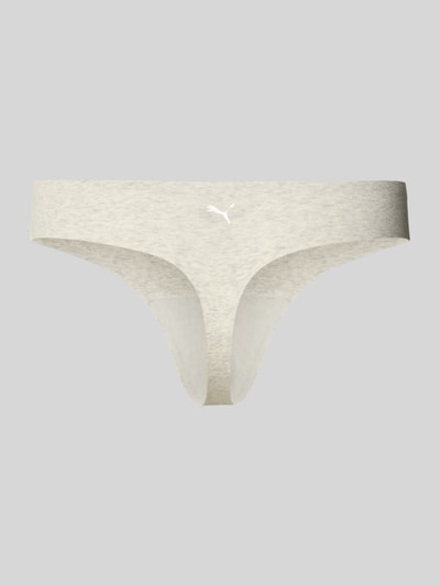 Produktfoto, String mit Logo von PUMA in Hellgrau aus Baumwoll-Elasthan-Mix, Körpernahe Passform, Elastischer Bund, Logo vorn sichtbar