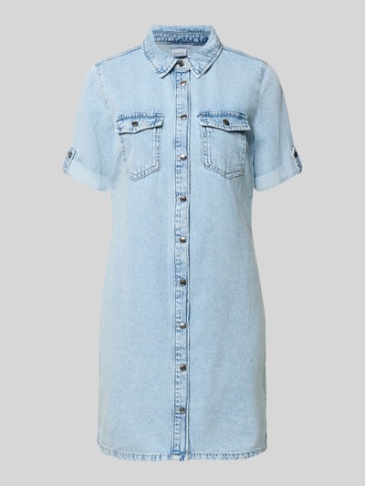 VERO MODA Taliowana sukienka dżinsowa z mieszanki bawełny Jeansowy niebieski 2
