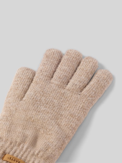 Produktfoto, Handschuhe mit Label-Patch Modell 'Witzia' von Barts, beige, feine Strickstruktur, Damen Handschuhe von Barts, Nahaufnahme
