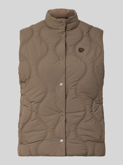 Superdry Bodywarmer met opstaande kraag en labelstitching Kaki - 1