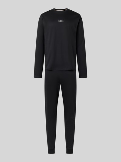 BOSS Regular Fit Pyjama aus reiner Baumwolle mit Geschenkbox Modell 'XMAS LONG SET'  Black 1