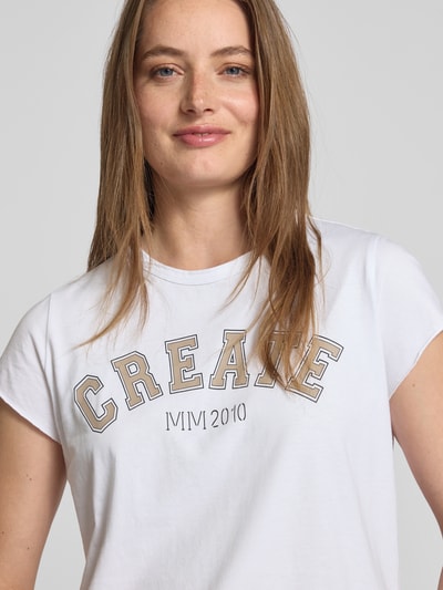 MOS MOSH T-shirt z nadrukiem z logo model ‘Celli’ Złamany biały 3