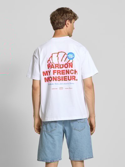 ANOTHER COTTON LAB Oversized T-Shirt mit Statement- und Label-Print Weiss 4