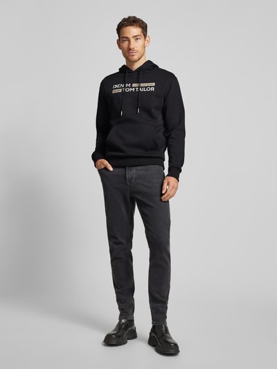 Tom Tailor Denim Regular Fit Hoodie mit Baumwolle und Label-Print Black 1