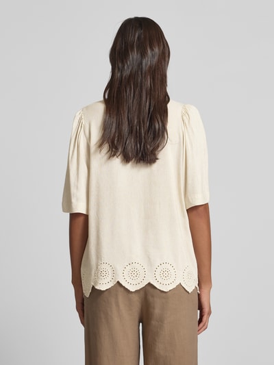 FREE/QUENT Regular Fit Bluse aus Viskose-Leinen-Mix Modell 'Linus' Beige 5