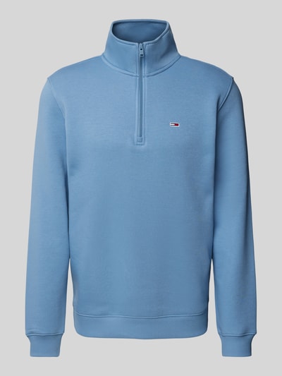 Tommy Jeans Regular Fit Sweatshirt mit Troyer-Kragen Rauchblau 1