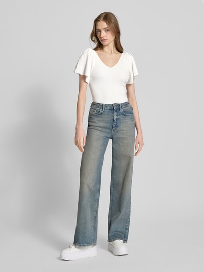 Only Slim Fit Carmen Top mit Kordelzugverschluss Modell 'LEELO' Offwhite 1