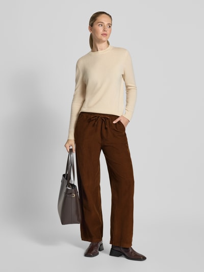 ZABAIONE Wide Fit Stoffhose mit Strukturmuster Modell 'Mara' Mittelbraun 1