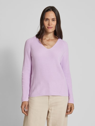 s.Oliver RED LABEL Regular fit gebreide pullover met V-hals en raglanmouwen Lila - 4