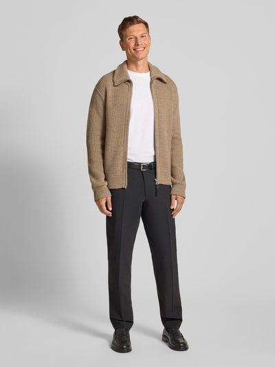 Tiger Of Sweden Strickjacke aus Wolle mit Stehkragen Modell 'Niall' Sand 1