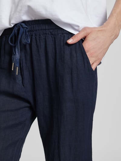 ZABAIONE Linnen broek met elastische band Marineblauw - 3