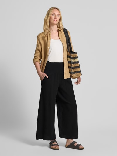 Apricot Wide leg stoffen broek in kreuklook Zwart - 1