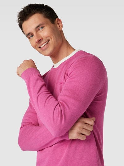 s.Oliver RED LABEL Pullover mit gerippten Abschlüssen Pink 3