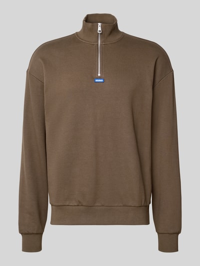 Hugo Blue Regular Fit Troyer aus reiner Baumwolle Modell 'NEELER' Dunkelbraun 2