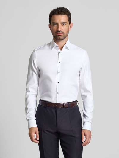 Jake*s Slim Fit Businesshemd mit extra langem Arm Weiss 4