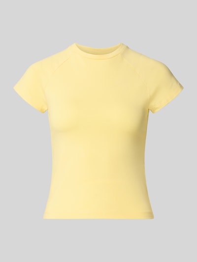 Produktfoto, T-Shirt mit Raglanärmeln Modell 'KATINKA' von NOISY MAY®, Baumwoll-Elasthan-Mix, gelb, eng anliegend, Rundhalsausschnitt