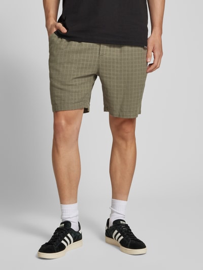 Only & Sons Loose Fit Shorts aus Viskose-Mix mit Leinen-Anteil Modell 'TEL' Oliv 4