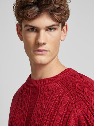 BLKVIS Strickpullover mit gerippten Abschlüssen Rot 3