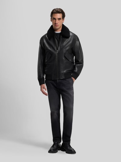 BOSS Orange Regular Fit Lederjacke aus reinem Büffelleder Modell 'Jopeak' Black 1