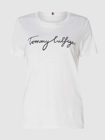 Tommy Hilfiger T-shirt z bawełny z nadrukiem z logo  Biały 1